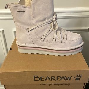 Bearpaw natural Retro Mondi Lace-Detail Suede Boot  Size 11 New